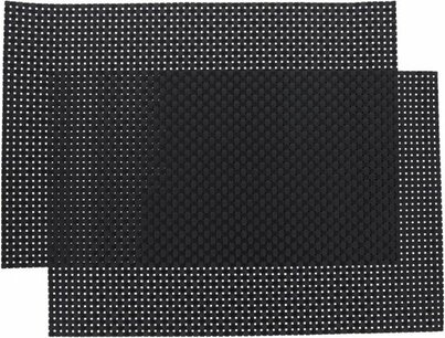 Geweven Design Placemat JOOST - Zwart - PVC / Polyester - 30 x 45 cm - Set van 2 Geweven Design Placemat JOOST - Zwart - PVC / Polyester - 30 x 45 cm - Set van 2