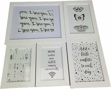 Fotolijstset - 5 fotolijsten - Wit - 42 x 42 cm