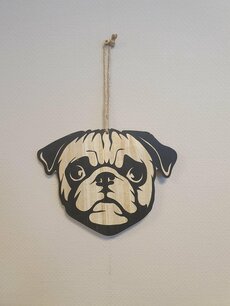 Decoratieve / Schilderij honden hanger - Zwart / Bruin - Hout Decoratieve / Schilderij honden hanger - Zwart / Bruin - Hout