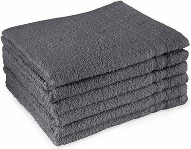 Handdoek RIVERFIELD - Set van 4 - Antraciet - 100% katoen - 50 x 100 cm Handdoek RIVERFIELD - Set van 4 - Antraciet - 100% katoen - 50 x 100 cm