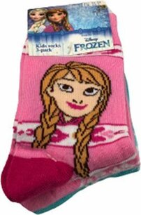 Frozen Anna, Elsa en Olaf kindersokken - Blauw / Roze - Maat 31-34 - 3 paar Frozen Anna, Elsa en Olaf kindersokken - Blauw / Roze - Maat 31-34 - 3 paar