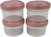 Mini saus cups - Roze / Transparant - Kunststof - 35 ml - vaatwasserbestendig - Set van 4 - Ø 3,2 cm / H 4,5 cm - Bakjes - Bakje - Voorraaddoos - Doosjes