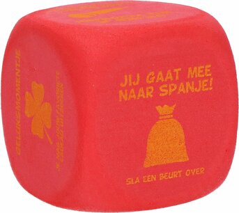 Dobbelspel Sinterklaas dobbelsteen - Rood / Geel - Kunststof - 6,5 x 6,5 cm - Surprise 