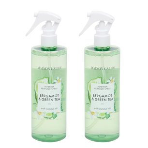 Huisparfum - Bergamot & Green Tea - Set van 2 - 100 ML - Glas - Bruin - Kamerparfum - Vaderdag - Moederdag - Cadeau - Geschenk - Huisspray - Homespray