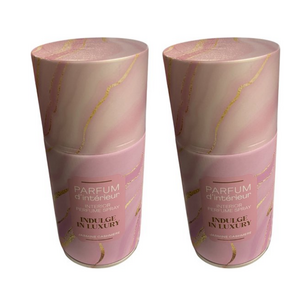 Interieurparfum " Indulge Luxury " - Set van 2 - Roze - Metaal / Kunststof - 250 ml - Luxe Huisspray -  Huisparfum - Perfume Spray - huisspray - Aroma parfum - Geur spray - interieur