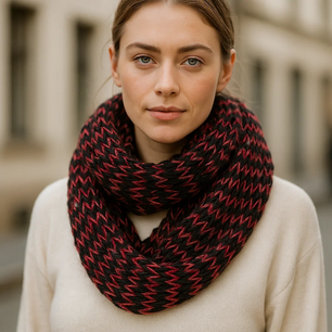 Loop Sjaal RITA - Donkerrood / Multicolor - Dames - Acryl / Polyester - Ronde sjaal