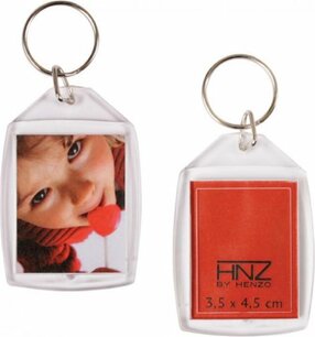 Henzo foto sleutelhanger - Transparant - 4.5 x 3.5 cm - Set van 2