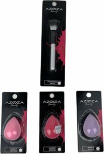 Make up kwast met één make-up spons Assorti - Multicolor - Kunststof / Foam - Kwast + Spons -ons