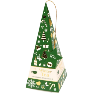 Giftbox Winter Piramide Thee - Caramel Apple Flavour - Groen - 10 Theezakjes - Kersttip / Kerstcadeau - Winterthee - Winter Tea - Caramel Appel thee