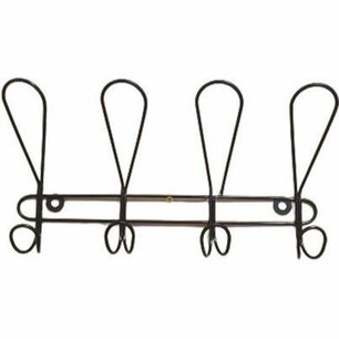 Kapstok / Ophangrek LOUISE - zwart - metaal - 4 haaks