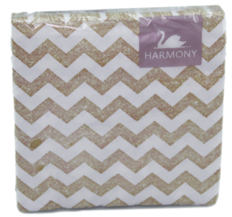 20 Servetten - 3 laags - Golven motief - Goud/Wit