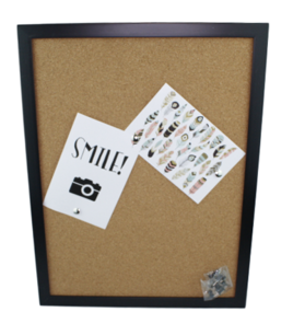 Prikbord en punaises met zwarte omlijsting Jenny - 43x33x2 cm Prikbord en punaises met zwarte omlijsting Jenny - 43x33x2 cm