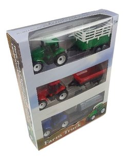 Tractor met aanhanger - Set van 3 - Multicolor - Kunststof Tractor met aanhanger - Set van 3 - Multicolor - Kunststof
