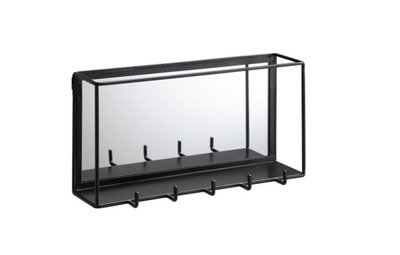 Idool Bezwaar agitatie Kapstok met spiegel LUCIA - Zwart - Metaal / Glas - 40 x 13 x 20 cm - Red  Hart | All You Need Is Low Prices