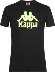 Kappa Mens Authentic Estessi Logo T-Shirt - Zwart / Neon Geel - Maat S
