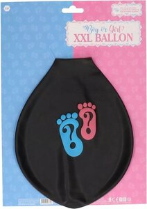 Boy Or Girl XXL Ballon - Zwart - Roze / Blauw - Gender Reveal Party - Rubber - Boy - Girl - Feest - Verwachting - Zwanger - Gen