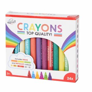 Waskrijtjes wasco 24 kleuren Inclusief Neon En Metallic - Multicolor - Was - Set van 24 - Wascokrijt - Waskrijt - Wascokrijtjes - Waskrijtjes - Kerstcadeau - Tekenen - Kleuren -