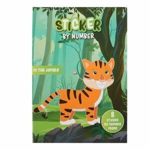 Sticker op nummer - Jungle - 8 Pagina's - Stickerboek - Stickervel - Karton - Multicolor - Dieren