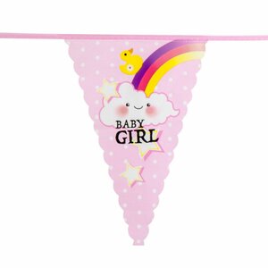 Baby Girl Vlaggenlijn - Roze - Babyshower - 6 meter - Gender reveal - Feest - Party 