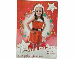 Kerst jurkje - Rood / Wit - Polyester - voor 4 tot 6 jaar