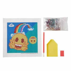 Emoji diamond painting  - Blauw / Multicolor - Kunststof - Vanaf 3 jaar - Knutselen - Creatief - DIY 