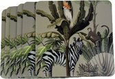 Jungle Onderzetters - 6 stuks - Kurk - 9,5 x 9,5 CM - Glazen - Decoratie - Multicolor - Kringen - Dieren