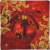 20 Servetten - 3 laags - Kerstbal print - Rood / Goud - Papier - 33 x 33 cm