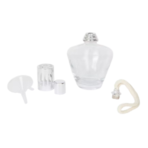 Oliebrander Transparant / Zilver - Geur - Geur olie - Rookglas - Zelf vullen - Diffuser - Oil burner - Inhoud: Lamp / Decoratieve  dop  / Trechter / Lont