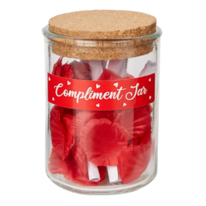 Compliment Pot - Rozen Blaadjes - Compliment Briefjes - Rood - Compliment Jar