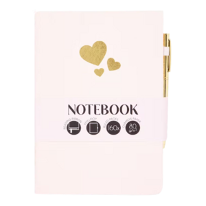 Dagboek velvet met pen - Roze / Goud - Papier / Metaal - 24.9 x 16.1 x 1.5 cm - Dagboek - Notitieboek - Boekje - Schrijven - Schrijfwaren - Valentijn