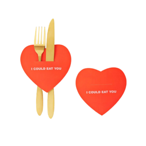 Bestekhouders ''I could eat you'' - Rood - 4 Stuks - 11,5 cm - Valentijn - Valentijnsdag - Hart - Liefde