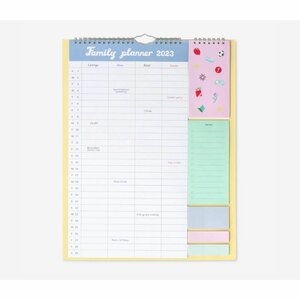 Grote familie planner 2023 - Multicolor - 40 x 30 cm - Kalender - Weekplanner - To Do lijst - Stickers