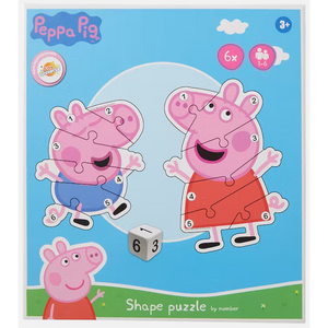 Peppa Pig vorm puzzel  - Blauw/Geel - 6 stukjes - Legpuzzel shape puzzle 