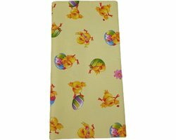 Tafelkleed met kuikentjes en eitjes patroon RUDI - Geel / Multicolor - Papier - 120 x 180 cm - Tafellaken - Tafelkleed - Kleed