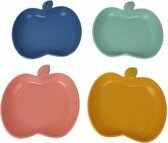 Kinder bord set appel design MATS - Multicolor - Kunststof - 20 x 19 x 2,5 cm - Set van 4 - Bord - Eten - Servies