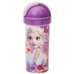 Drinkbeker Disney Frozen Schuifdeksel Met Rietje - Paars / Roze - Kunststof - 410 ml - Waterfles - Fles - Bidon