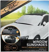 Auto zonnescherm set voor voorruit en zijruiten - Wit / Zilver - 144 x 76 cm / 44 x 36 cm - 3 Stuks - Auto - Autoaccessoires - 