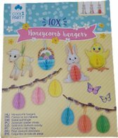 Paashangers honycomb hangers - Multicolor - Papier / Karton - 10 stuks - Pasen - Paashaas - Paasei - Lente - Decoratie - Versie