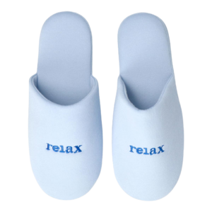 Pantoffels met tekst "RELAX" - Lichtblauw - Polyester / Kunststof - Maat 36 / 37 