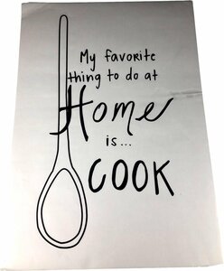 Muursticker - My favorite thing to do at home is cook - Zwart / Wit - 48 x 68 cm - - Artwork - Muur sticker - Trendy art - schi