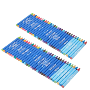 Waskrijtjes wasco 60 kleuren Inclusief 12 Metallic Krijtjes - Multicolor / Blauw - Set van 2 - Wascokrijtjes - Kerstcadeau - Te