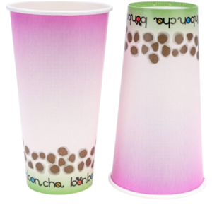 Luxe Boba Coffee Beker - Roze / Wit / Groen - Papier - Set van 8 