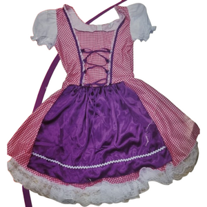 Oktoberfest Jurk / Dirndl Jurk - Rood / Paars / Wit - Maat M - Bierfest - Carnevalskleding - Polyester 