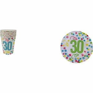 ''30'' jaar Bordjes / Bekers - Set van 18 - Multicolor