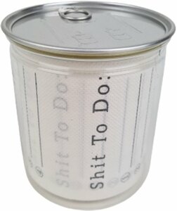 Toiletrol in blik "Sh*t To Do" grappig cadeau - Zilver / Wit - Kunststof / Metaal - ø 10 x H 11,5 cm