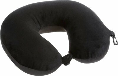 Travel Pillow - Zwart - Zachte Velvet Stof - Reiskussen - Compact & Lichtgewicht - Nekkussen - Met Sluiting - Ergonomisch O