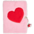 Fluffy dagboek met slot en sleutel - Roze / Rood - Polyester - 21 x 16 cm - 160 vellen - Valentijn - Dagboek - Notitieboek - Bo