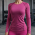 Fitness / Sport Shirt met Lange Mouw LA GYMWEAR - Roze - Maat XL - Dames - Ademend hardloopshirt - Nieuwjaar - Afvallen - Gezon