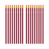 HB potloden met gum - Donkerrood / Goud - Hout / Metaal - 16 Stuks